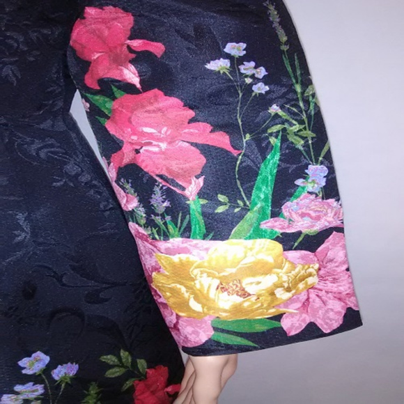 Black Floral Swing Tea Cocktail Evening Dress - Picture 5 of 7